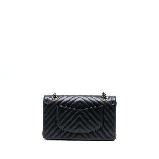 Chanel Medium Chevron Classic Double Flap Lambskin Black LGHW