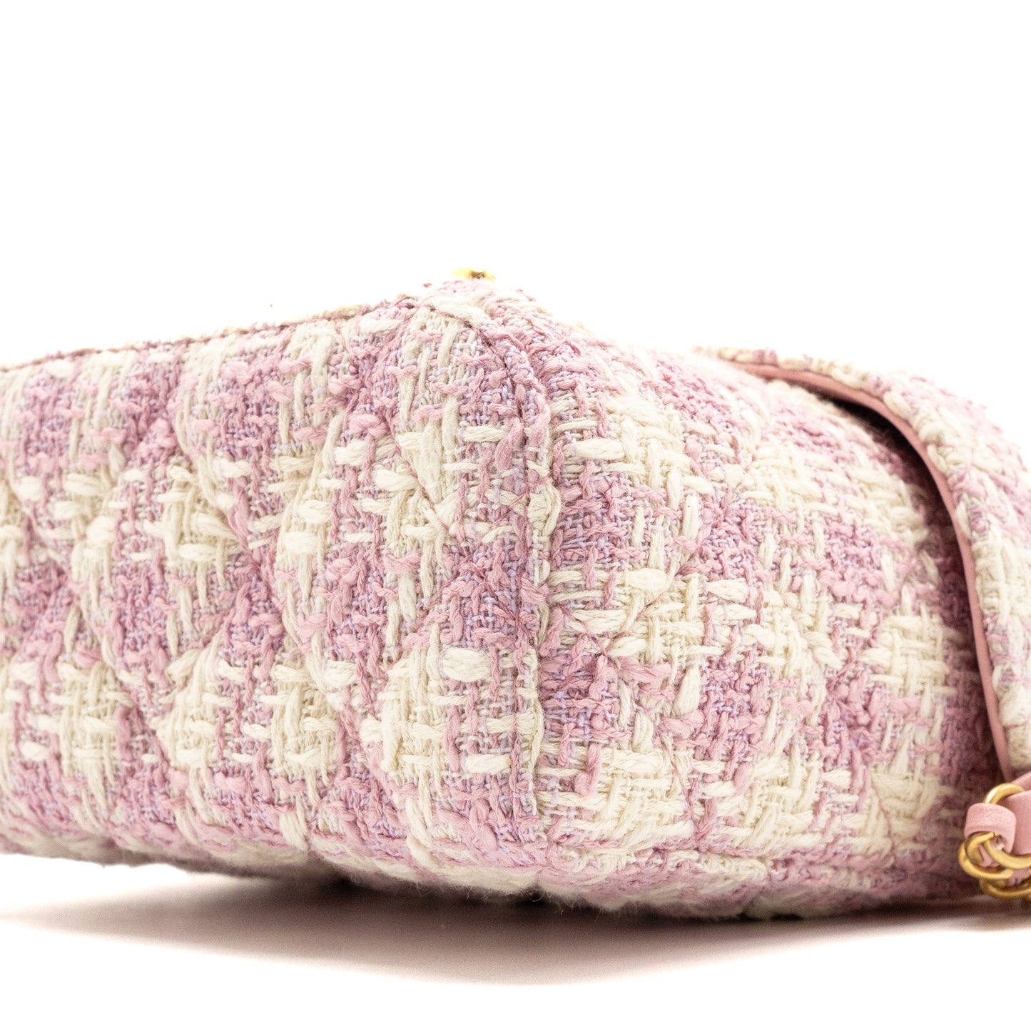 Chanel 23s Top Handle Small Vanity Case With Chain Tweed/lambskin Pink Brushed GHW(Microchip)