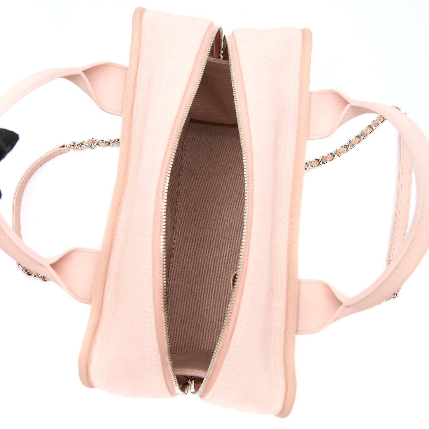 Chanel Deauville Bowling Bag Canvas/Leather Light Pink SHW