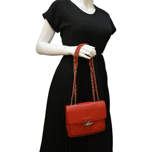 Luxury Chanel CC Box Flap Quilted Leather Shoulder Bag Red