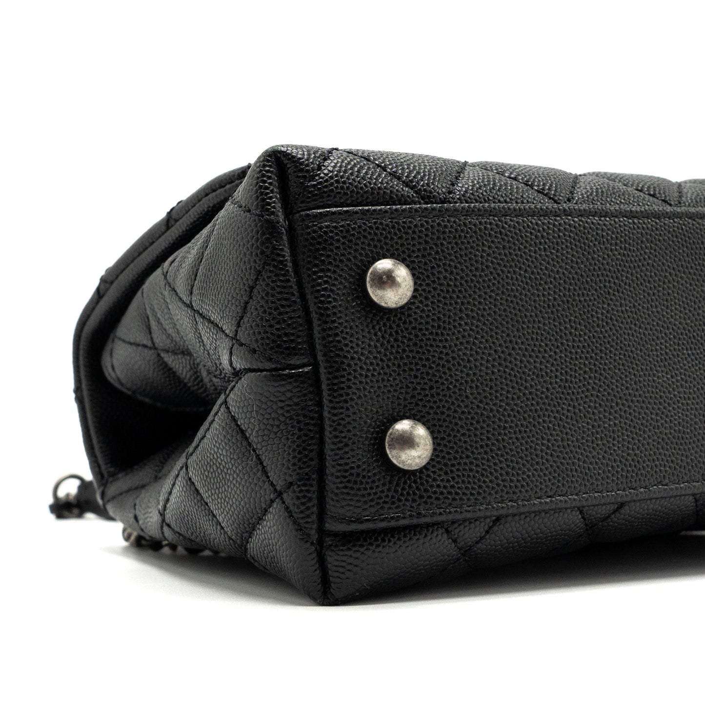 Chanel small coco handle caviar / lizard handle black ruthenium hardware