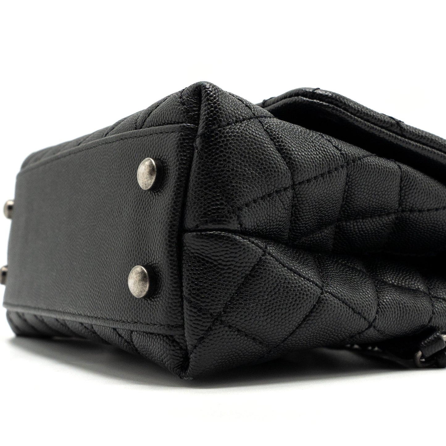 Chanel small coco handle caviar / lizard handle black ruthenium hardware