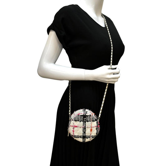 Luxury Chanel Round As Earth Tweed Crossbody Bag Multicolor