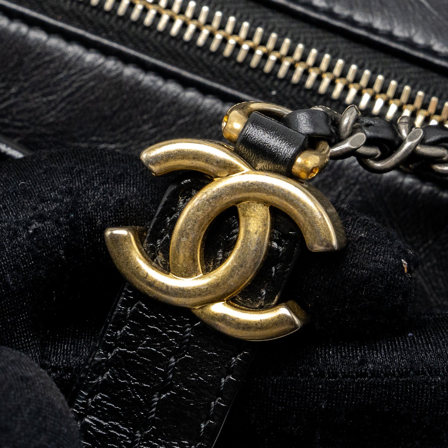 Chanel Large Gabrielle Hobo Bag Aged Calfskin Black Multicolour Hardware
