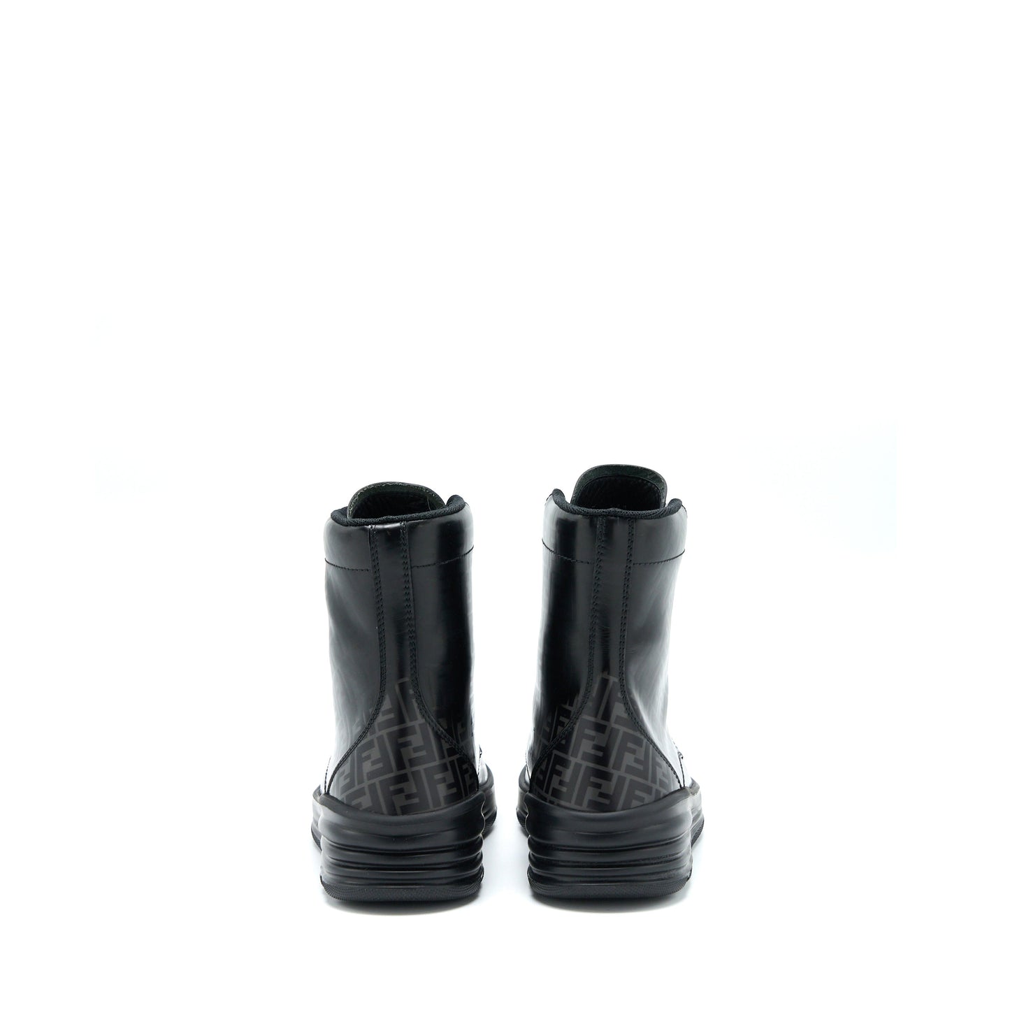 Fendi Size 6 FF Print Boots Calfskin Black