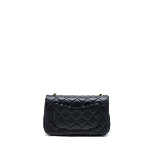 Chanel Pearl Crush Mini Rectangular Flap Bag Lambskin Black GHW (Microchip)