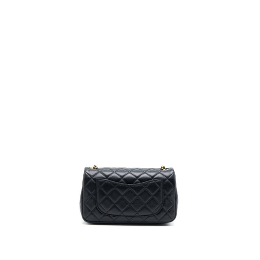 Chanel Pearl Crush Mini Rectangular Lambskin Black Brushed GHW (Microchip)