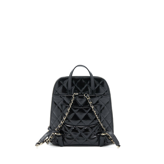 Chanel 22A Quilted Backpack Shiny Calfskin Black LGHW (Microchip)