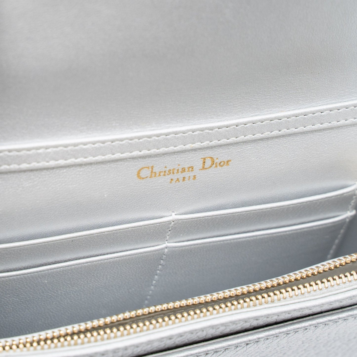 Dior Diorama Wallet on Chain Calfskin Light Grey GHW