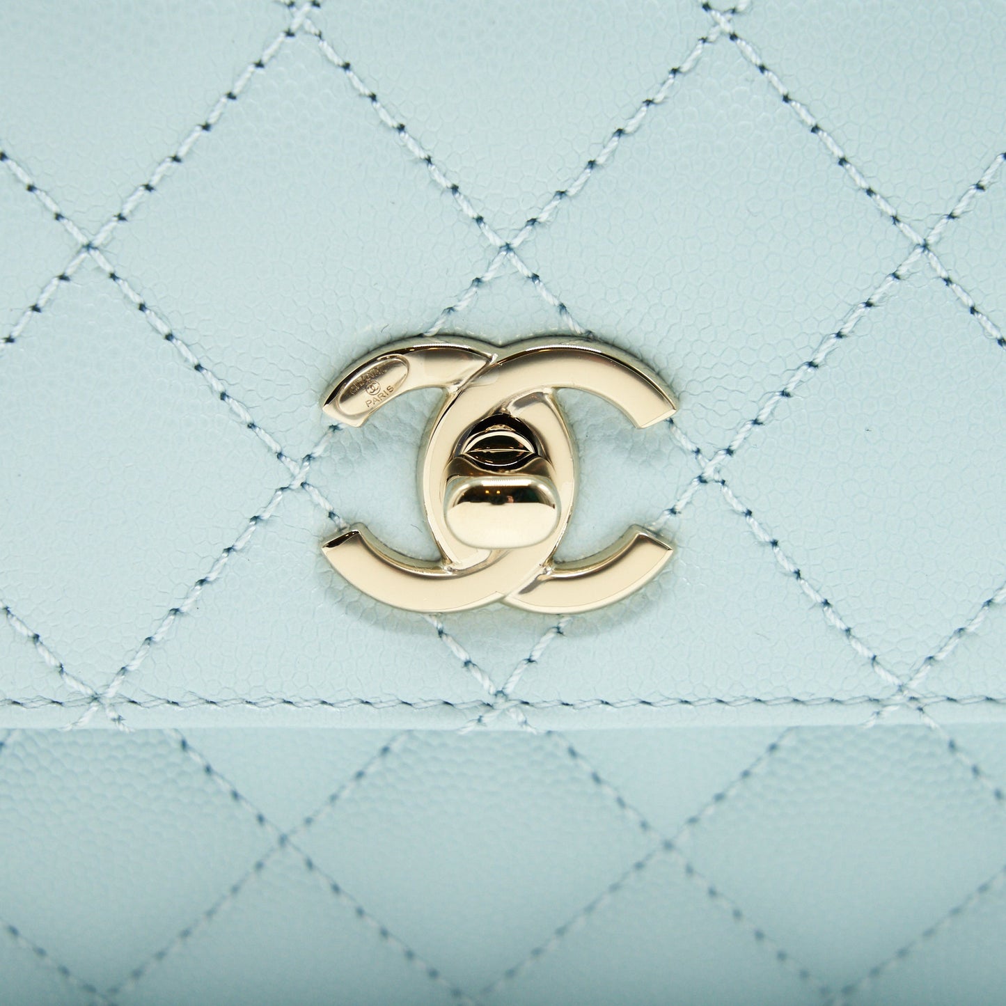 Chanel 21K Baby Blue Coco Handle Small (Old Mini) 24cm LGHW (microchip)