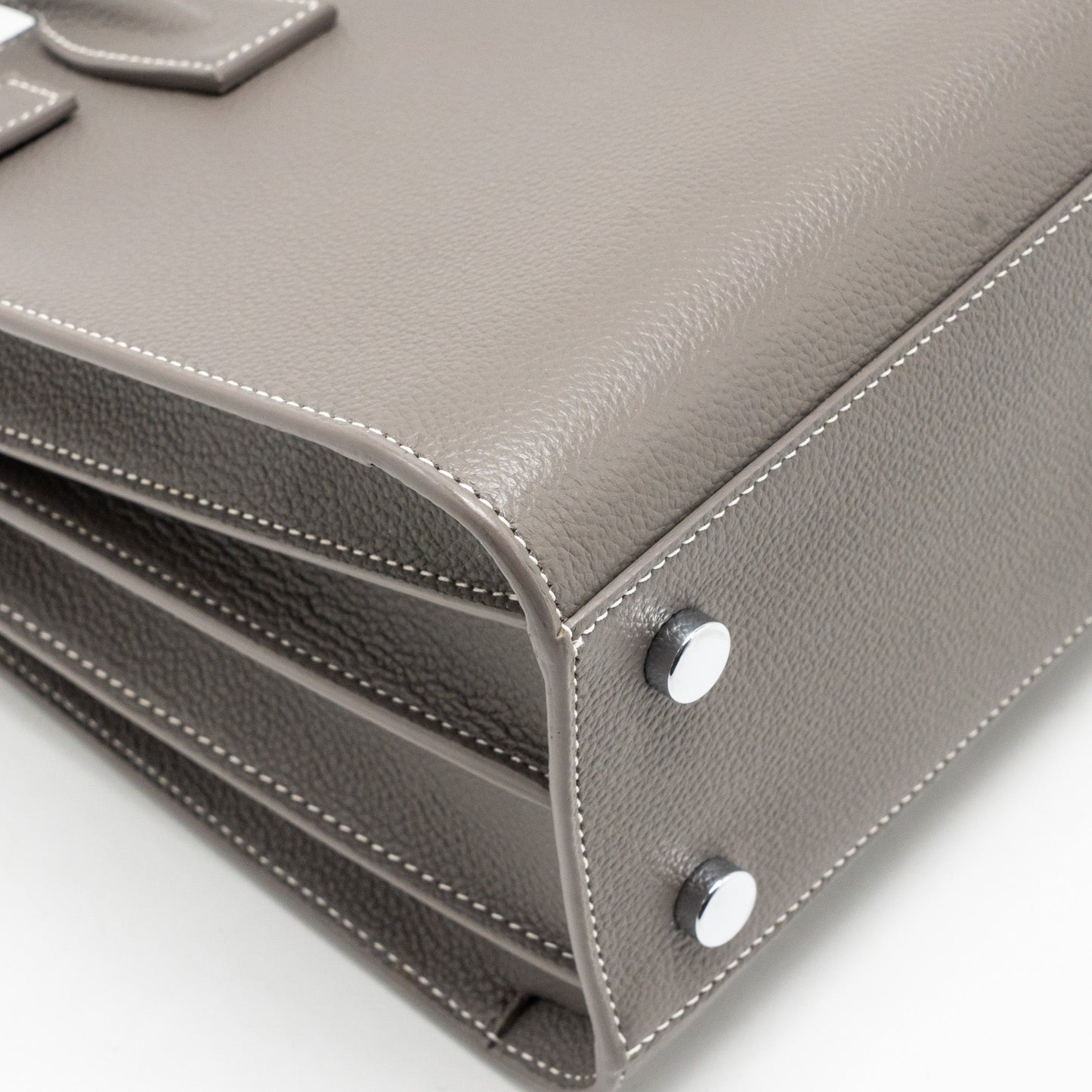 Saint Laurent/YSL Baby Sac de Jour Bag Grained Calfskin Grey SHW