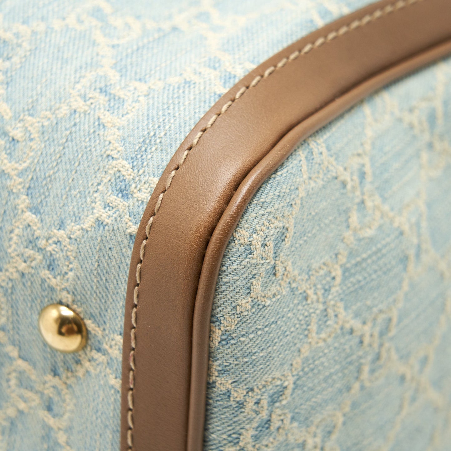 Gucci GG Denim Boston Bag With Cross Body Strap