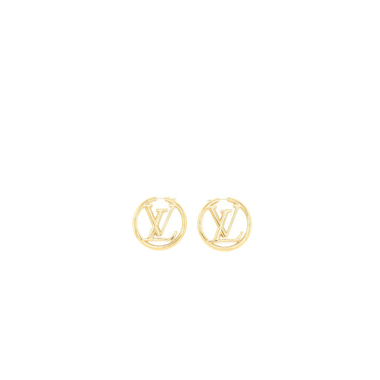 Louis Vuitton Louise Hoop Earrings Gold Tone