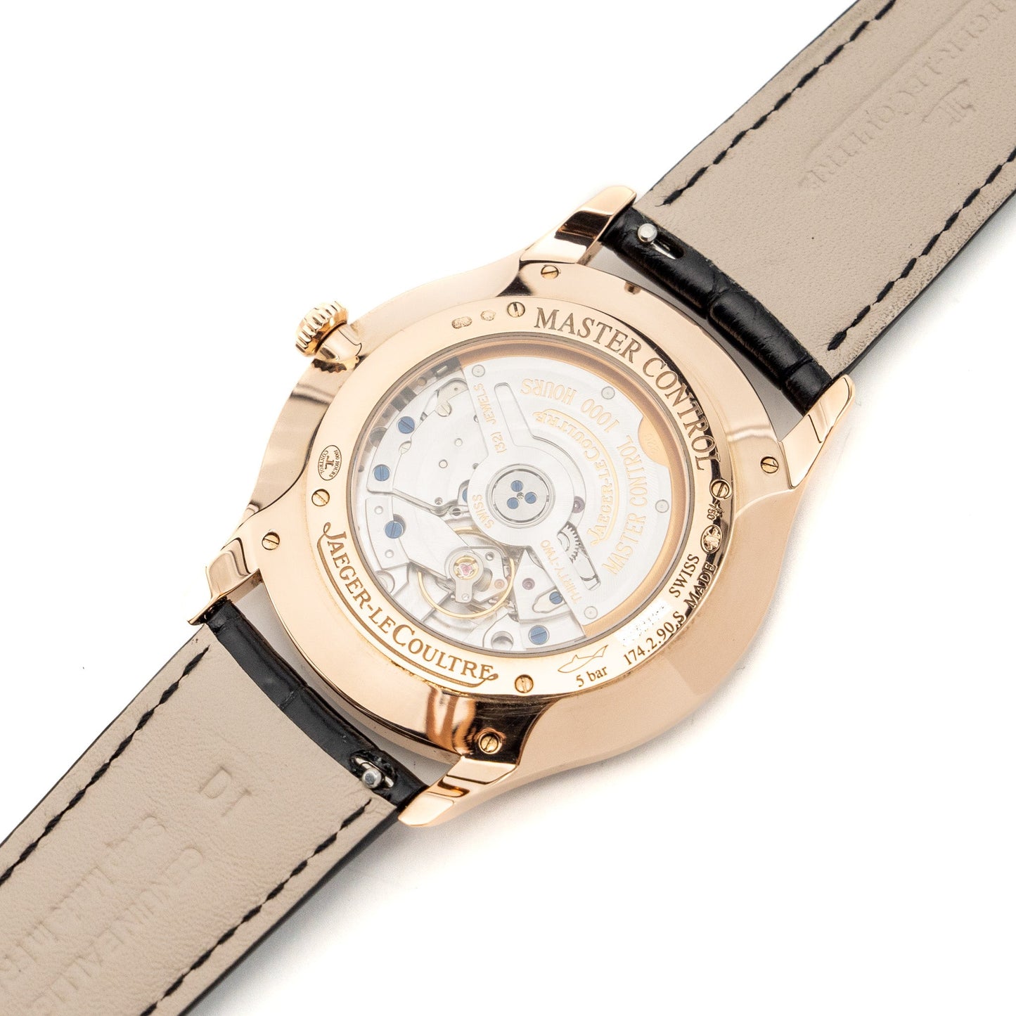 Jaeger LeCoultre 40mm Master Grande Ultra Thin Rose Gold/Diamonds Mens Watch Alligator Strap Black Ref:Q1352502