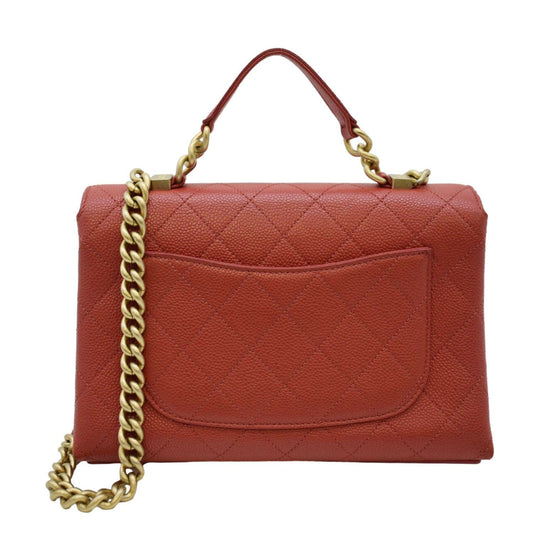 Luxury Chanel Chic Affinity Stitched Small Flap Quilted Caviar Leather Crossbody Bag Red