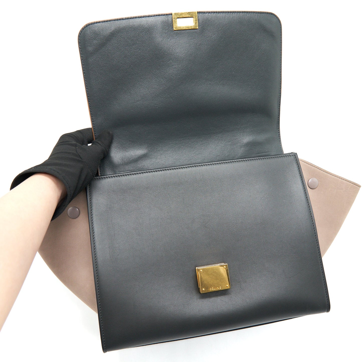 CELINE SMALL TRAPEZE BAG MULTI COLOuR BEIGE/ BLACK/ PINK BEIGE