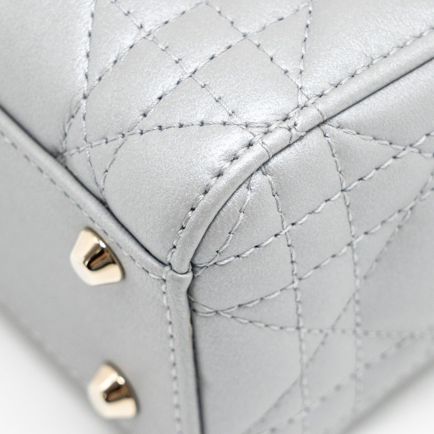 DIOR Mini Lady Dior Lambskin Light Grey LGHW