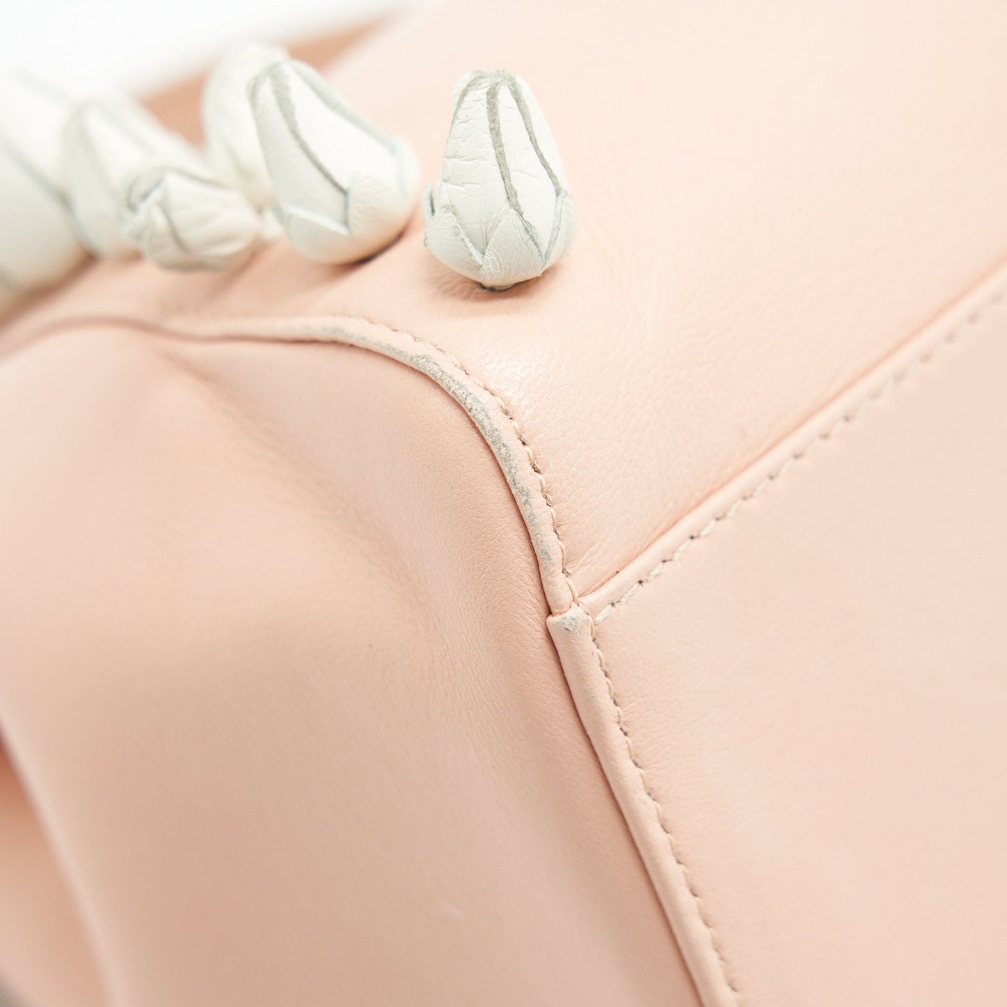 FENDI PEEKABOO MINI KAPPA HANDLE BAG LAMBSKIN IN BABY PINK WITH WHITE FLOWERS