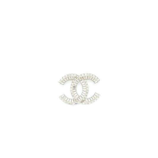 Chanel CC Logo Brooch Metal/Strass Silver Tone