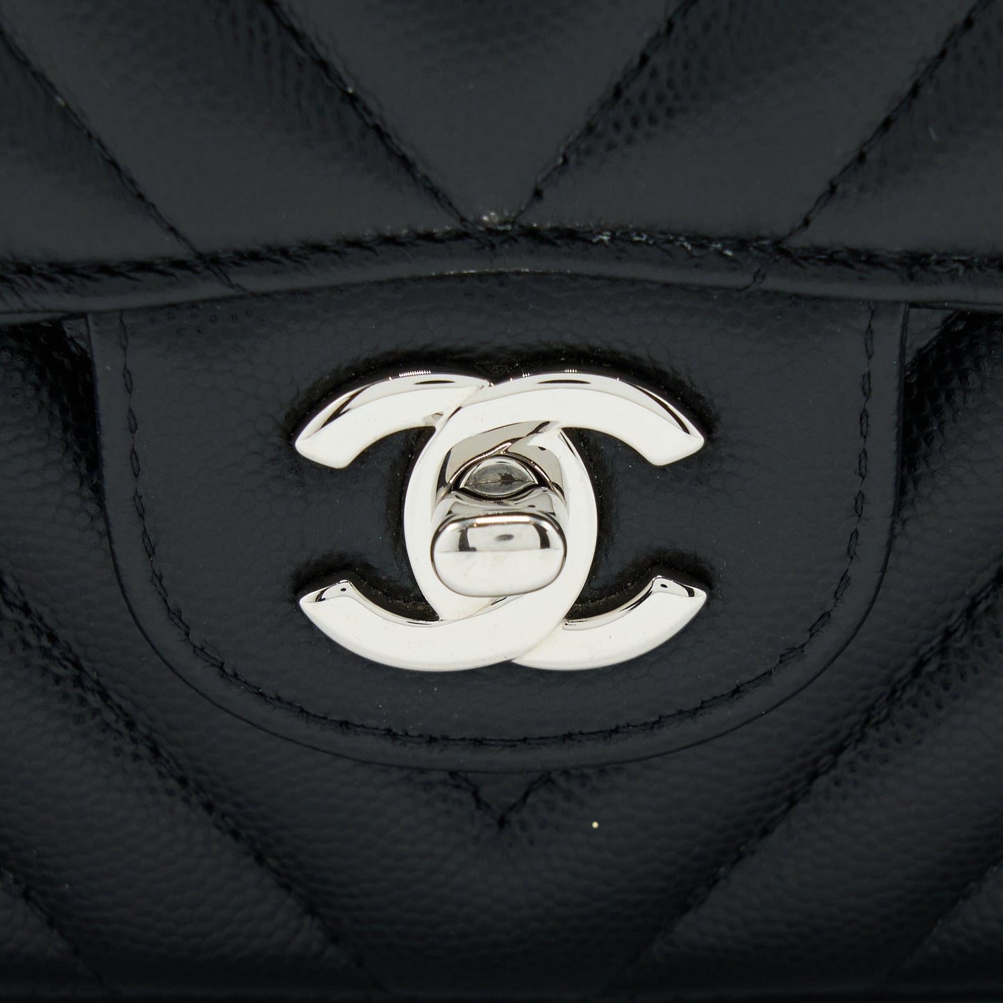 Chanel Medium Classic Double Flap Bag Chevron Caviar Black SHW