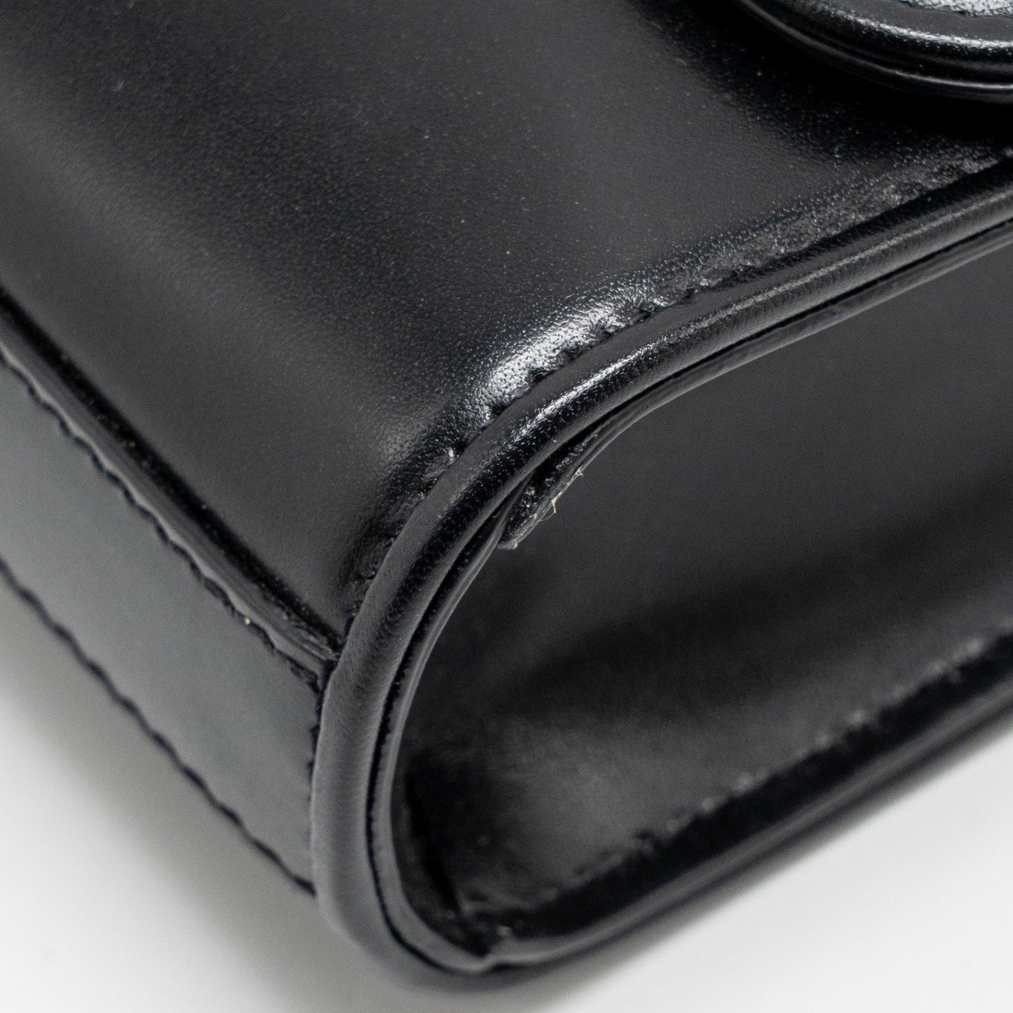 Valentino V logo Type Foldover Top Shoulder Bag Calfskin Black SHW