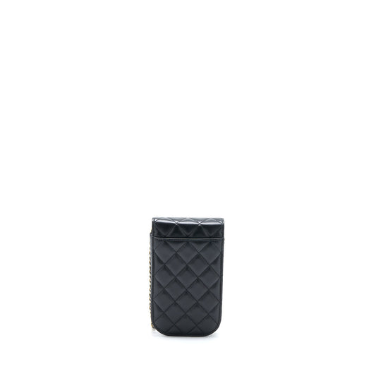 Chanel Flap Phone Pouch with Chain Black Lambskin GHW