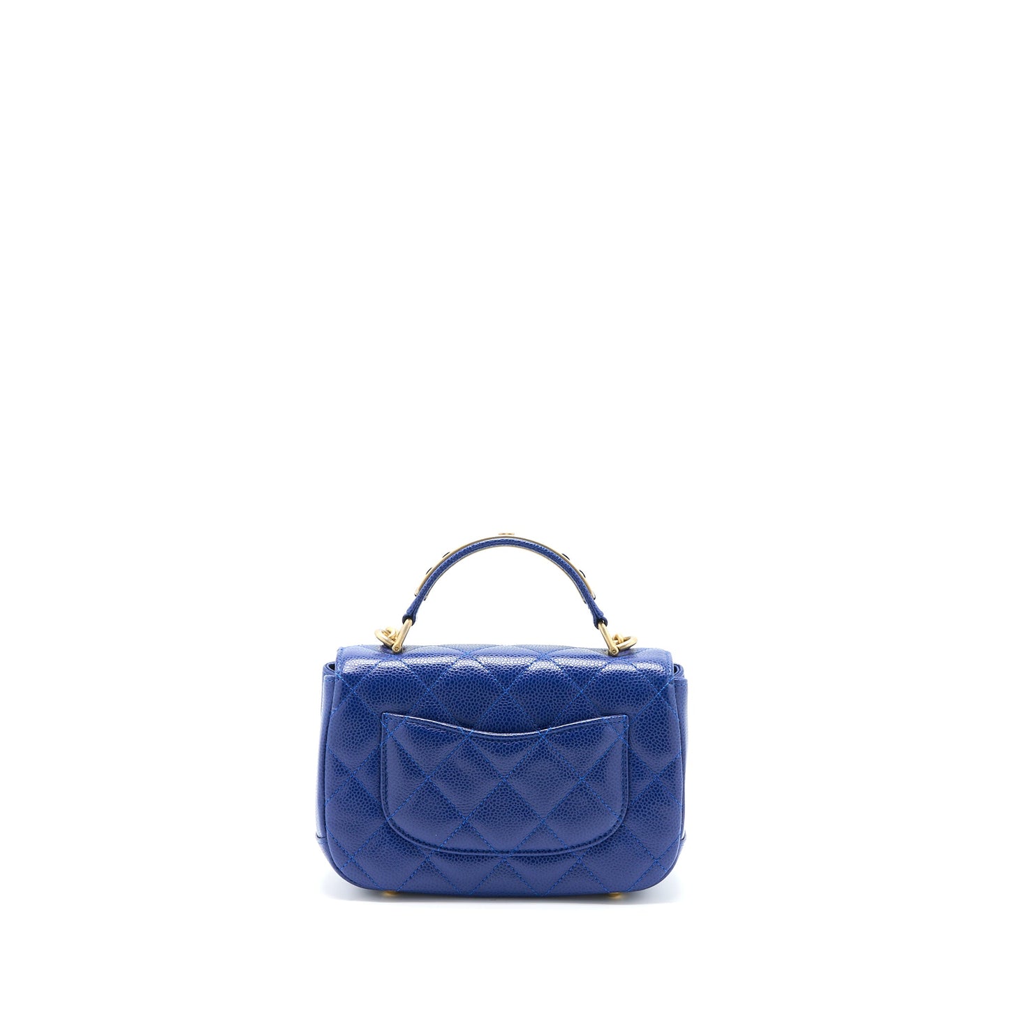 Chanel Top Handle Quilted Flap Bag Caviar Blue GHW