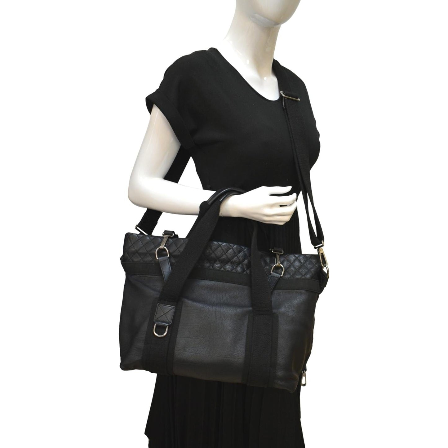 Luxury Chanel 2way Leather Shoulder Bag Black