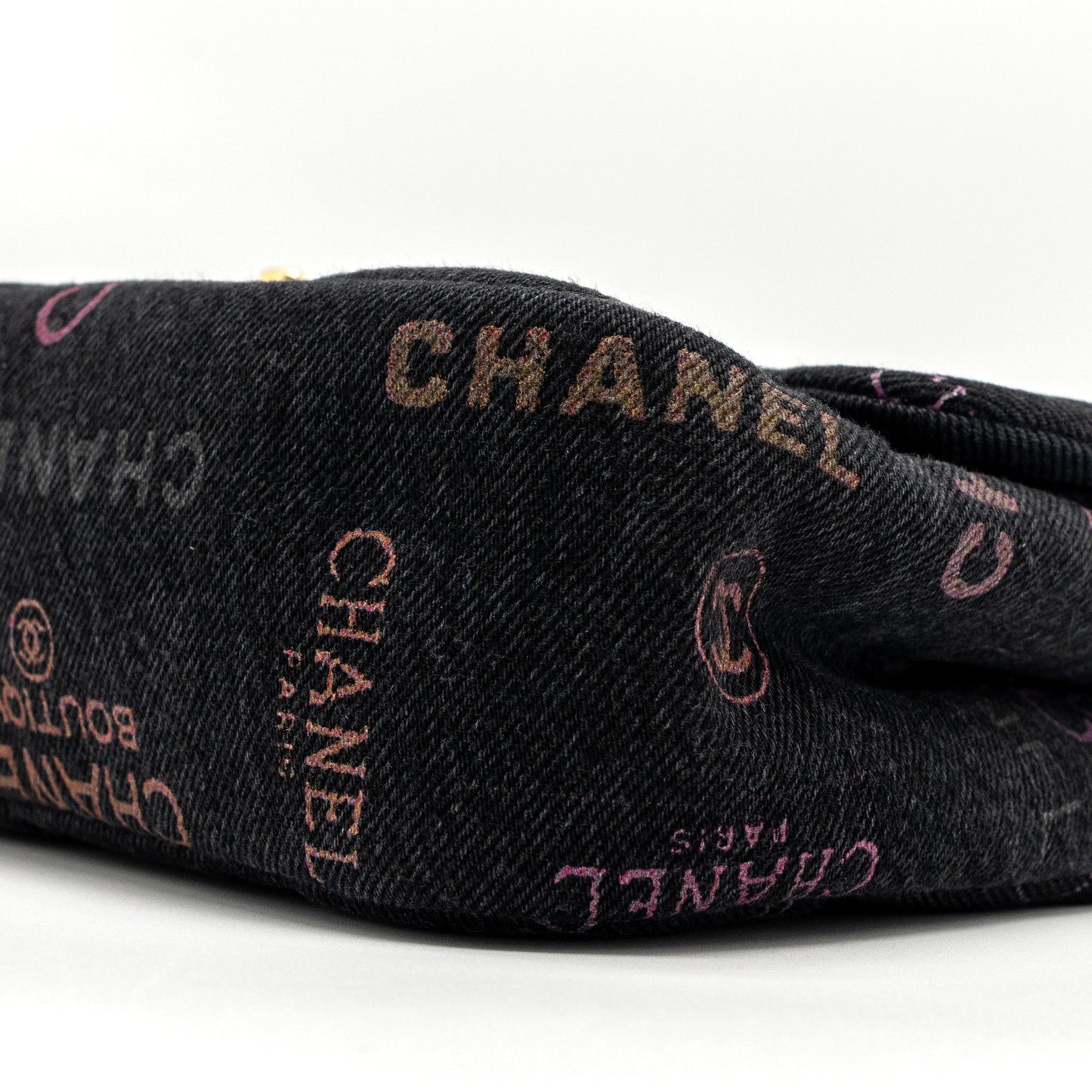 Chanel Black Denim Flap Bag Brushed GHW (Microchip)