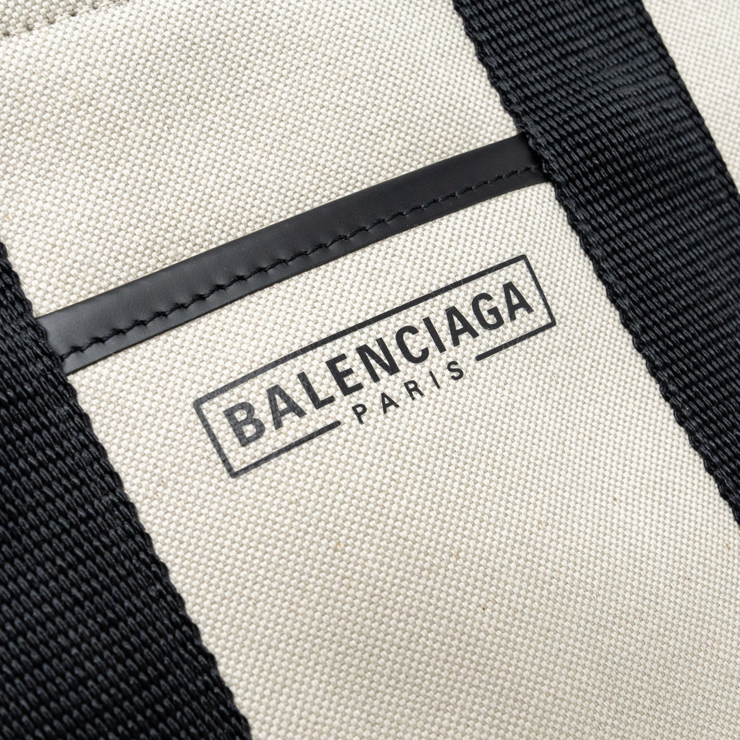 BALENCIAGA Small Tote Bag Canvas/ Leather Black/White GHW
