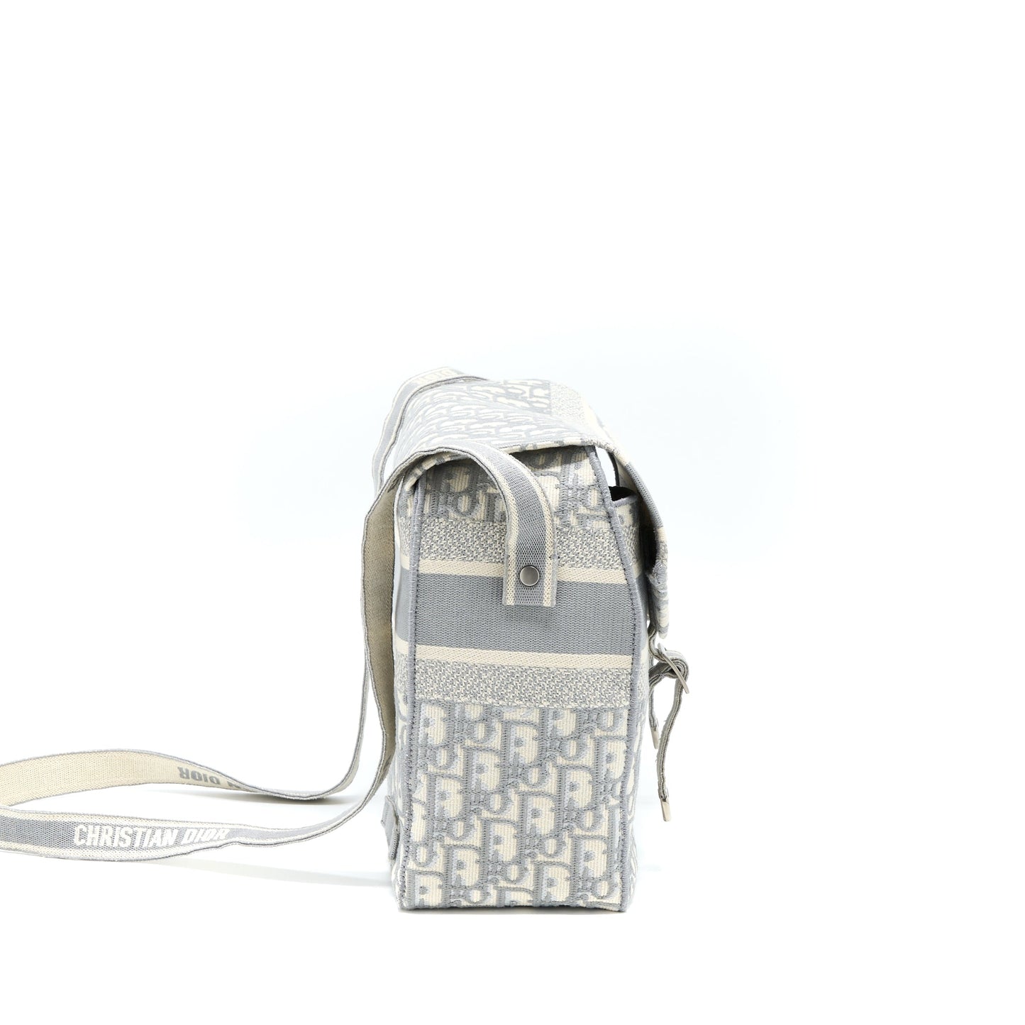 Dior Diorcamp Messenger Bag Oblique Embroidery Light Grey SHW