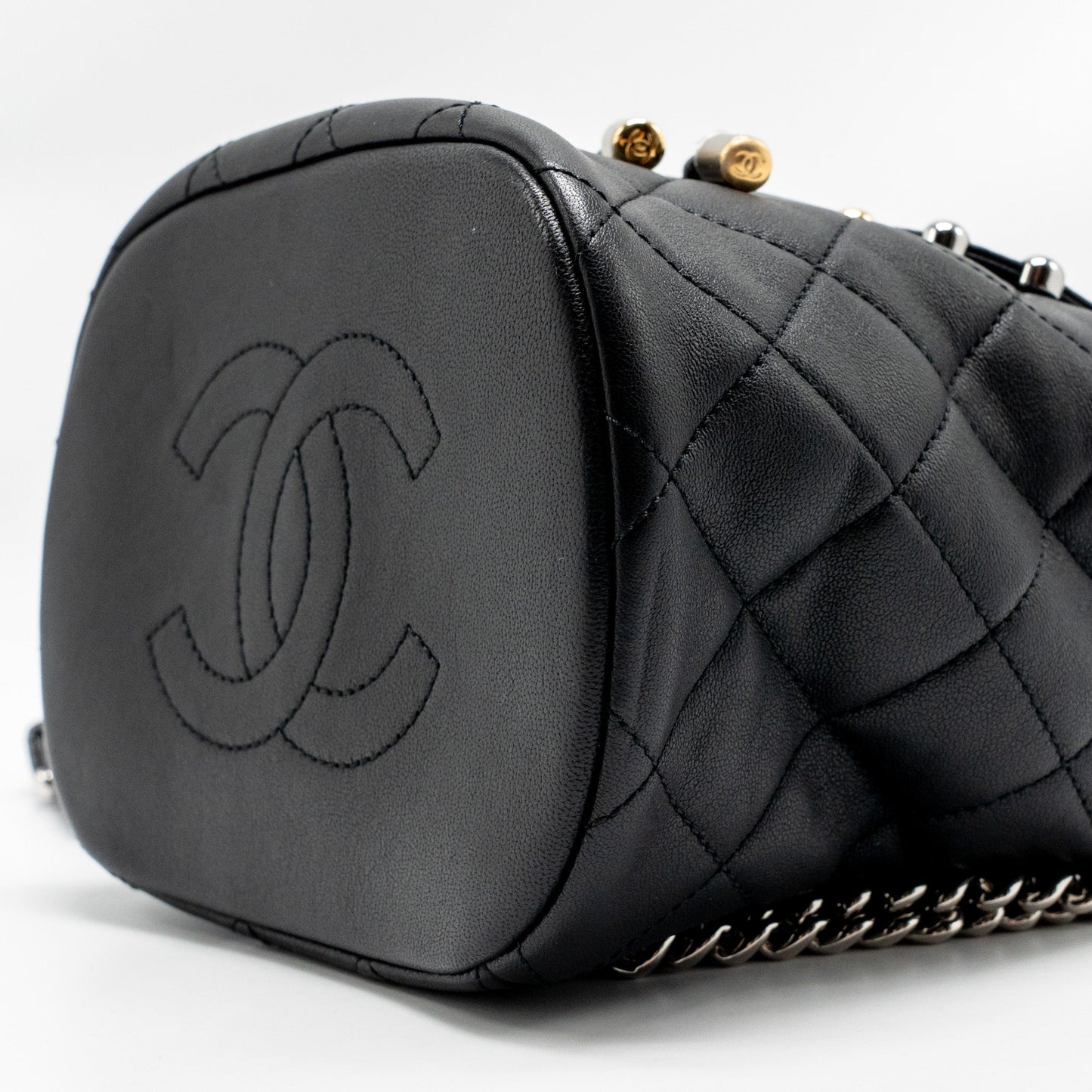 Chanel Quilted Metallic Bubble Backpack Lambskin Black Multicolour Hardware