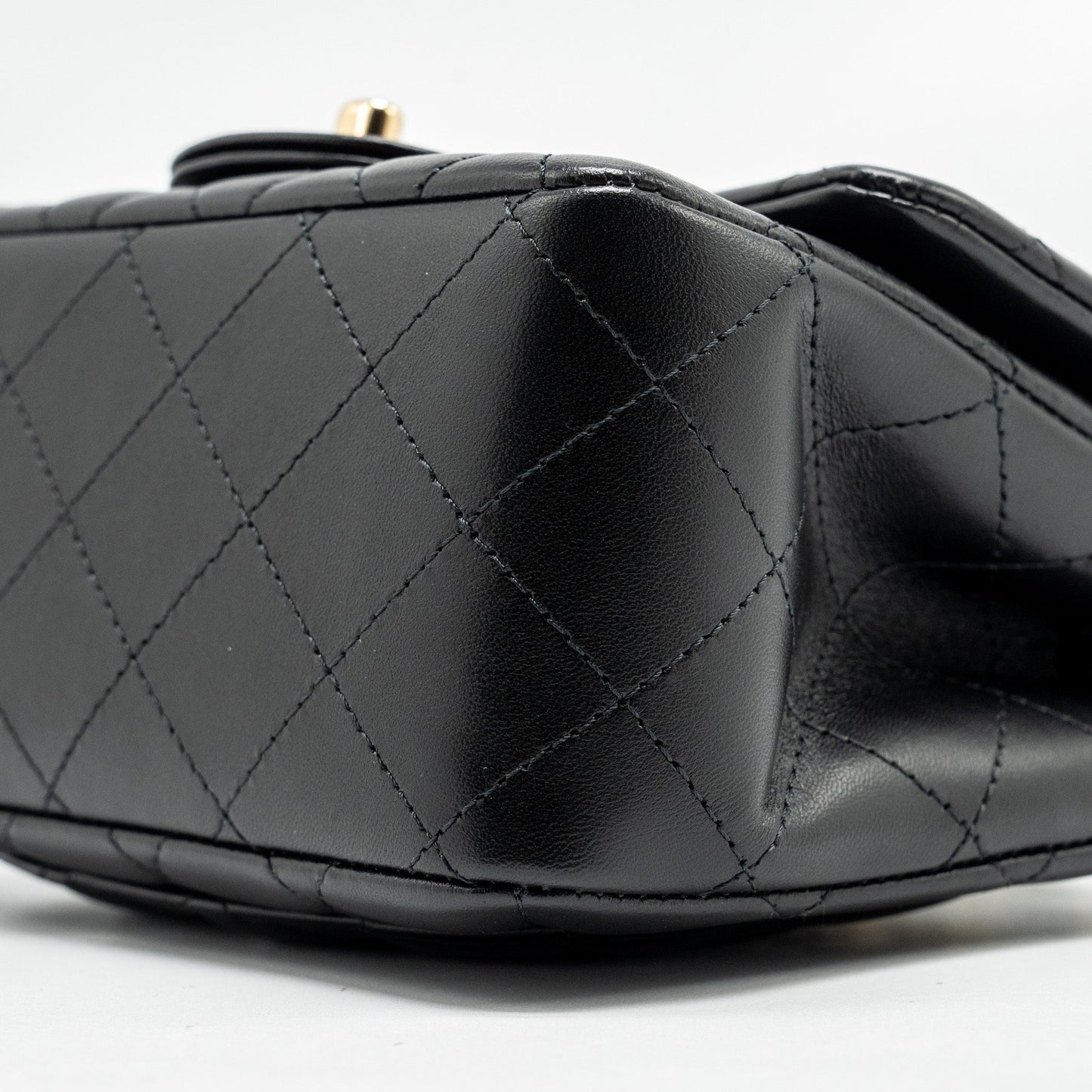 Chanel Mini Square Flap Bag Lambskin Black LGHW (microchip)
