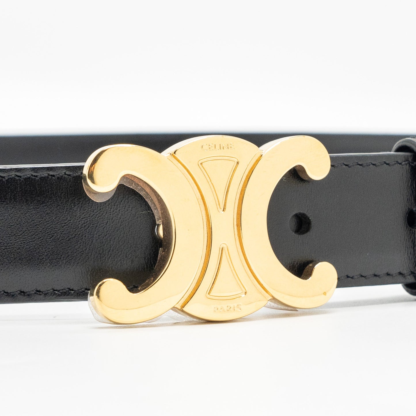Celine size 85 Medium Triomphe belt calfskin black GHW