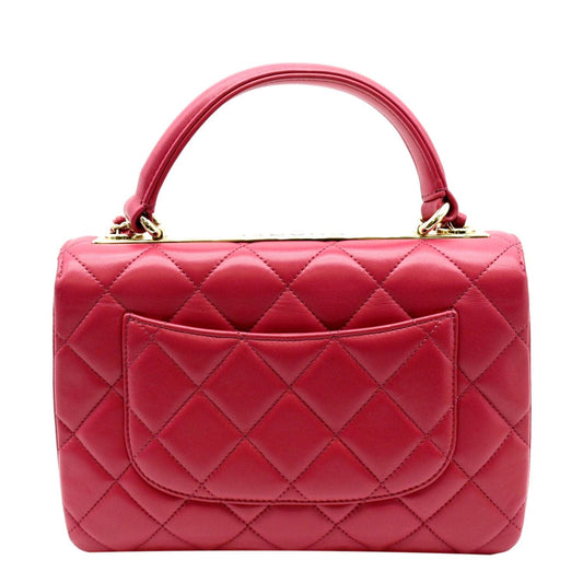 Luxury Chanel Trendy CC Top Handle Flap Quilted Leather Shoulder Bag Red