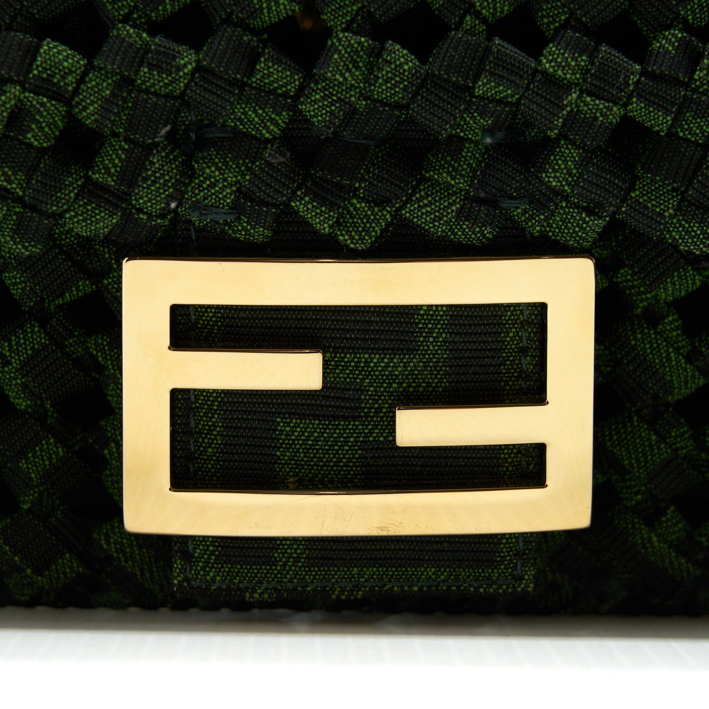 Fendi Baguette Limited edition Tweed Green GHW