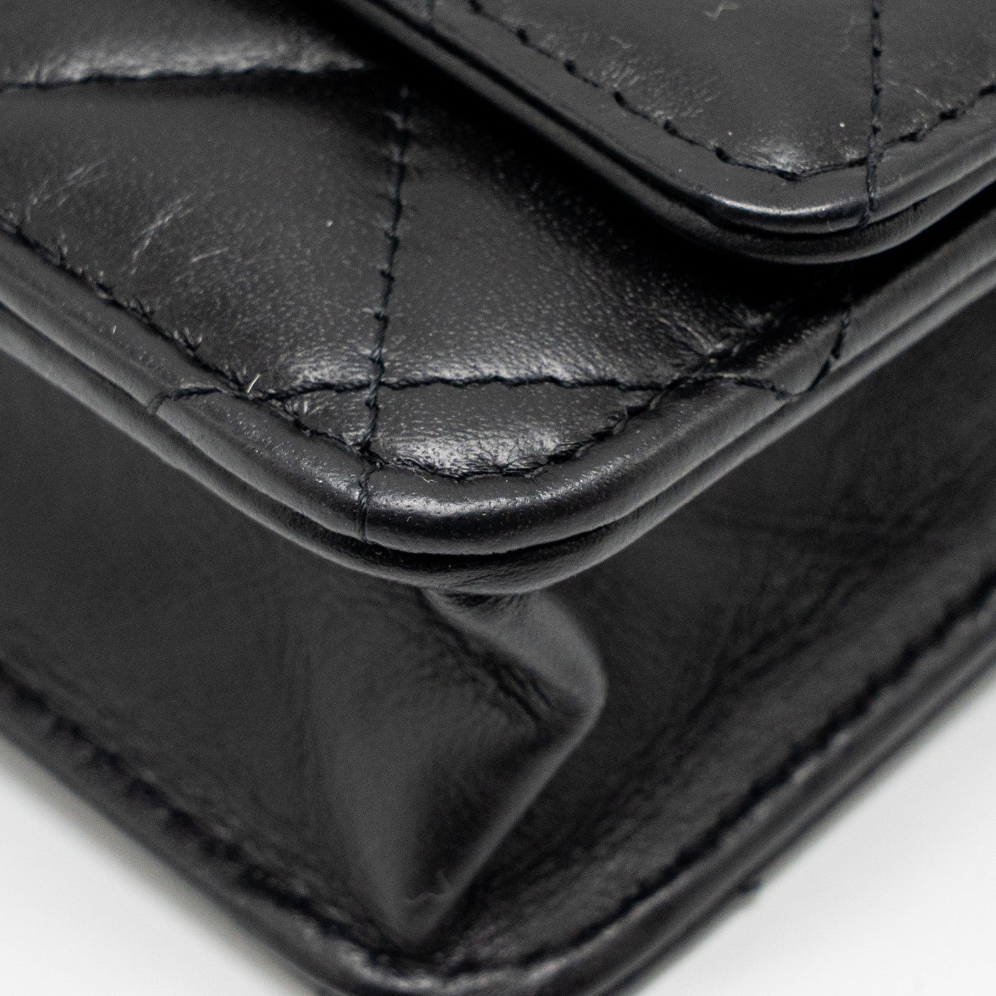 Chanel 2.55 Reissue WALLET on Chain Aged Calfskin Black GHW (Microchip)
