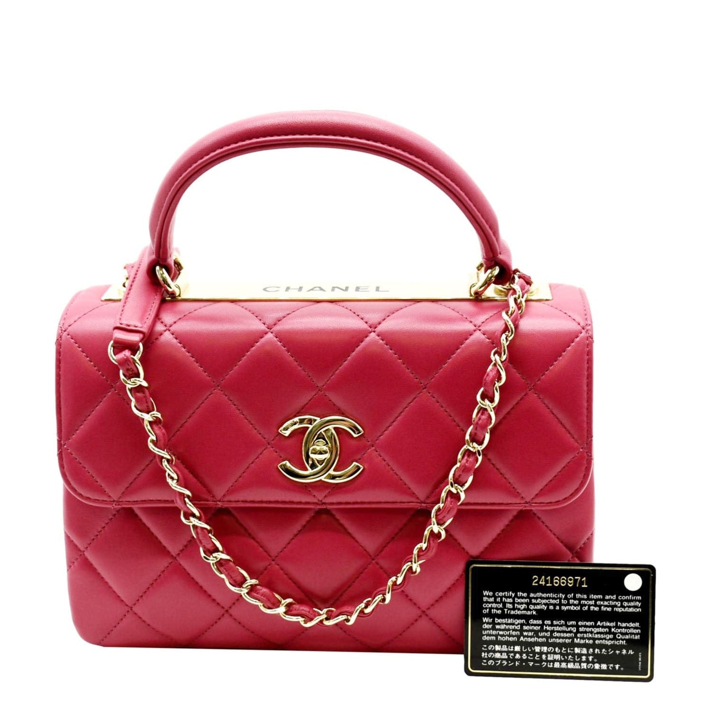 Luxury Chanel Trendy CC Top Handle Flap Quilted Leather Shoulder Bag Red