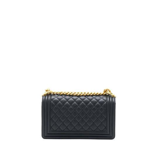Chanel Medium Boy Bag Calfskin Black GHW (Microchip)