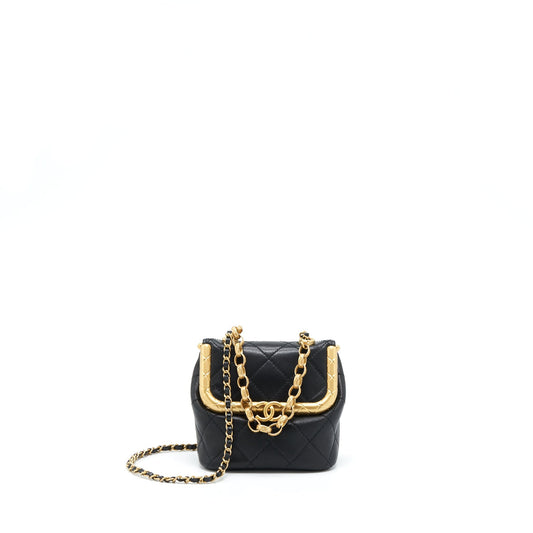 Chanel 20A Kiss-Lock Mini Vanity Flap Bag Calfskin Black GHW