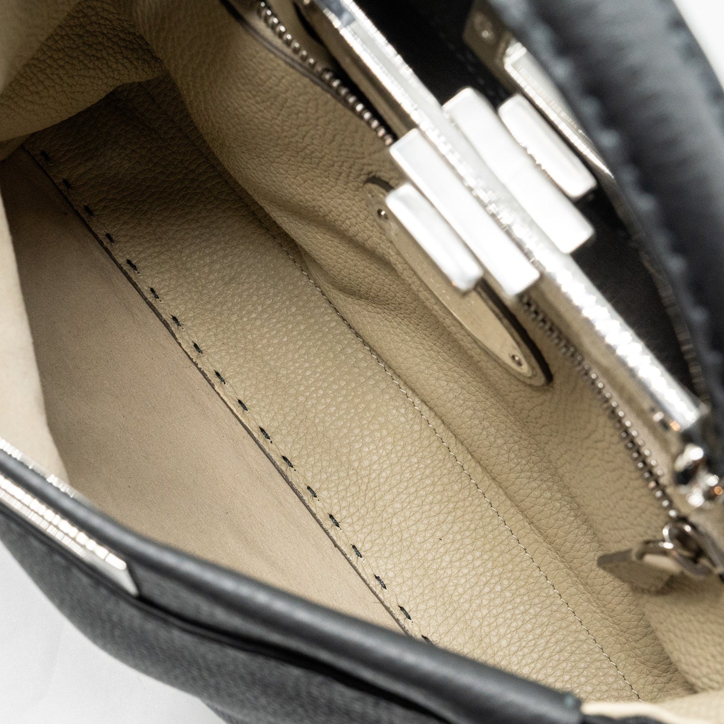 Fendi Medium Peekaboo Bag Selleria Leather Black SHW