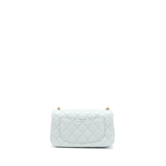 Chanel 23C Pearl Crush Mini Rectangular Lambskin Light Grey Brushed GHW (Microchip)