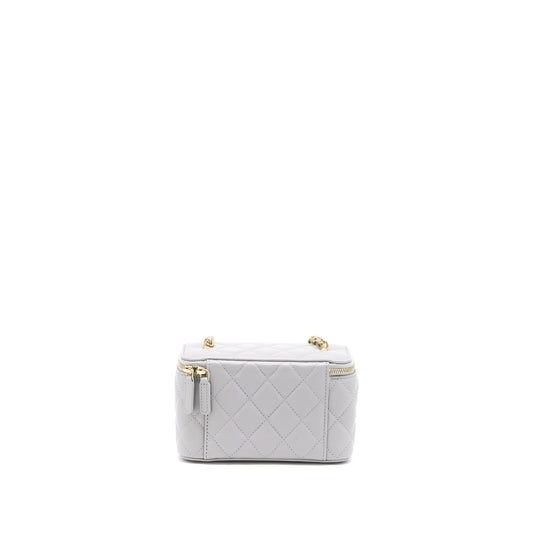 Chanel 22B Pearl Crush Long Vanity with Chain Lambskin Grey GHW
