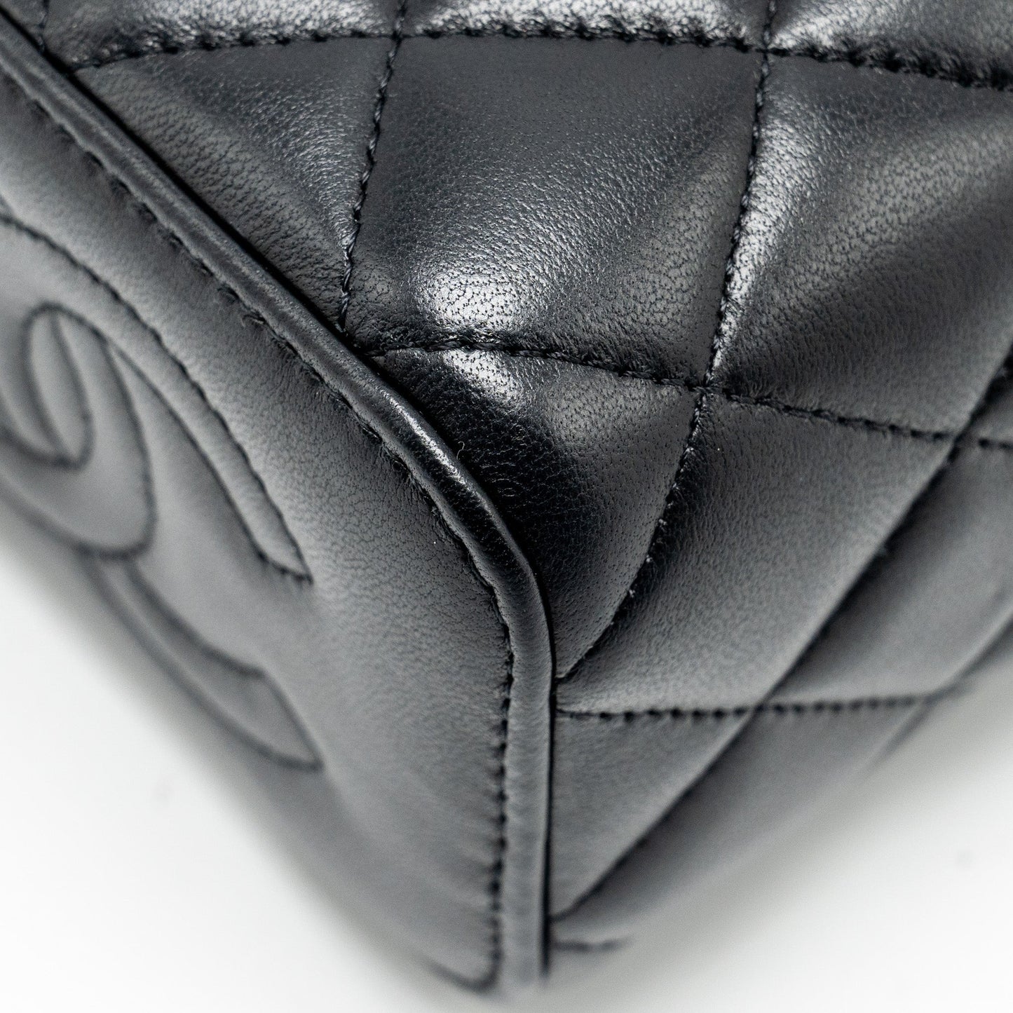 Chanel Top Handle Mini Vanity Case with Chain Lambskin Black GHW (Microchip)