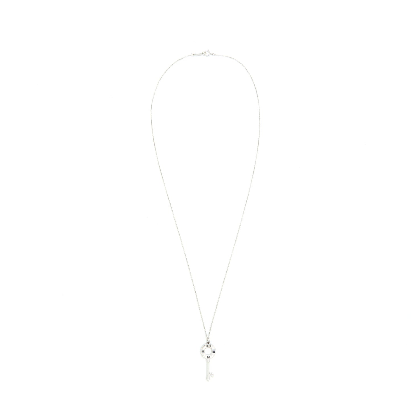 Tiffany Key Atlas Pierced Key pedant in 18K White Gold with diamonds