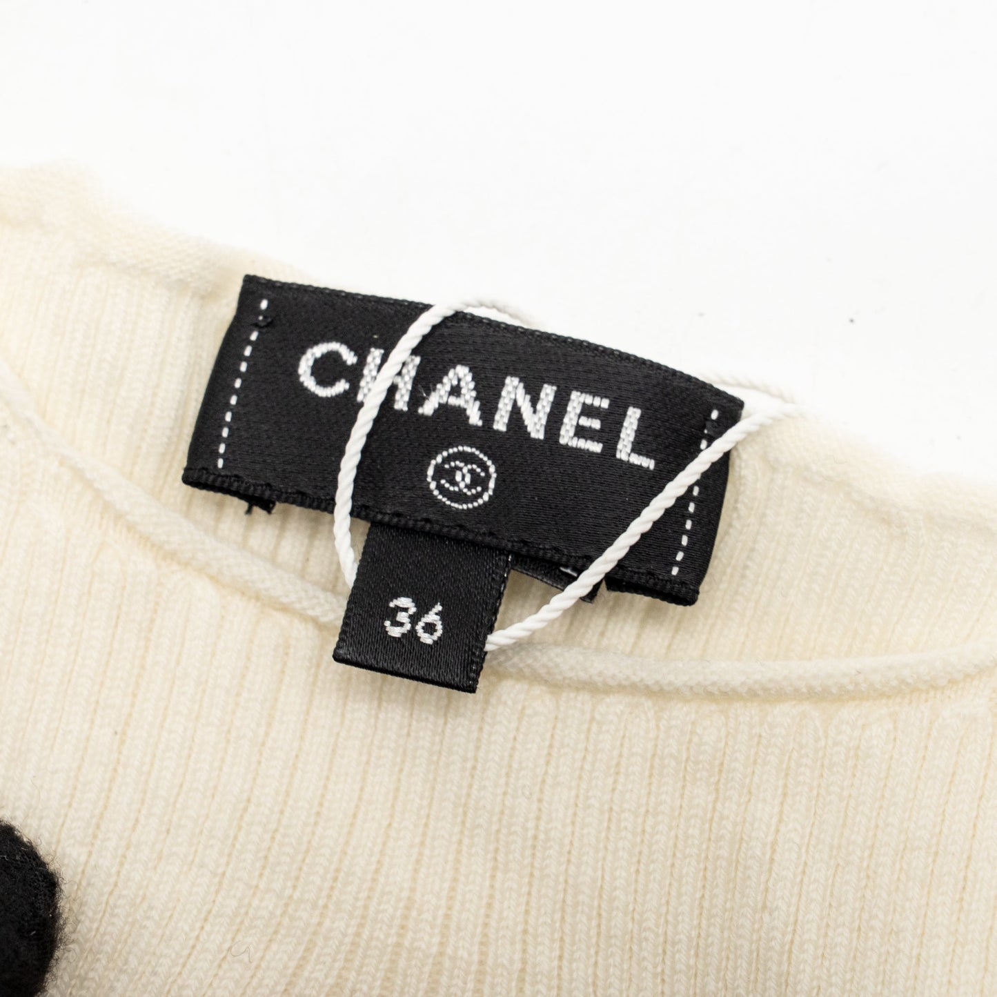 Chanel Size 36 22K CC Knit Tank Wool/Polyamide White/Pink