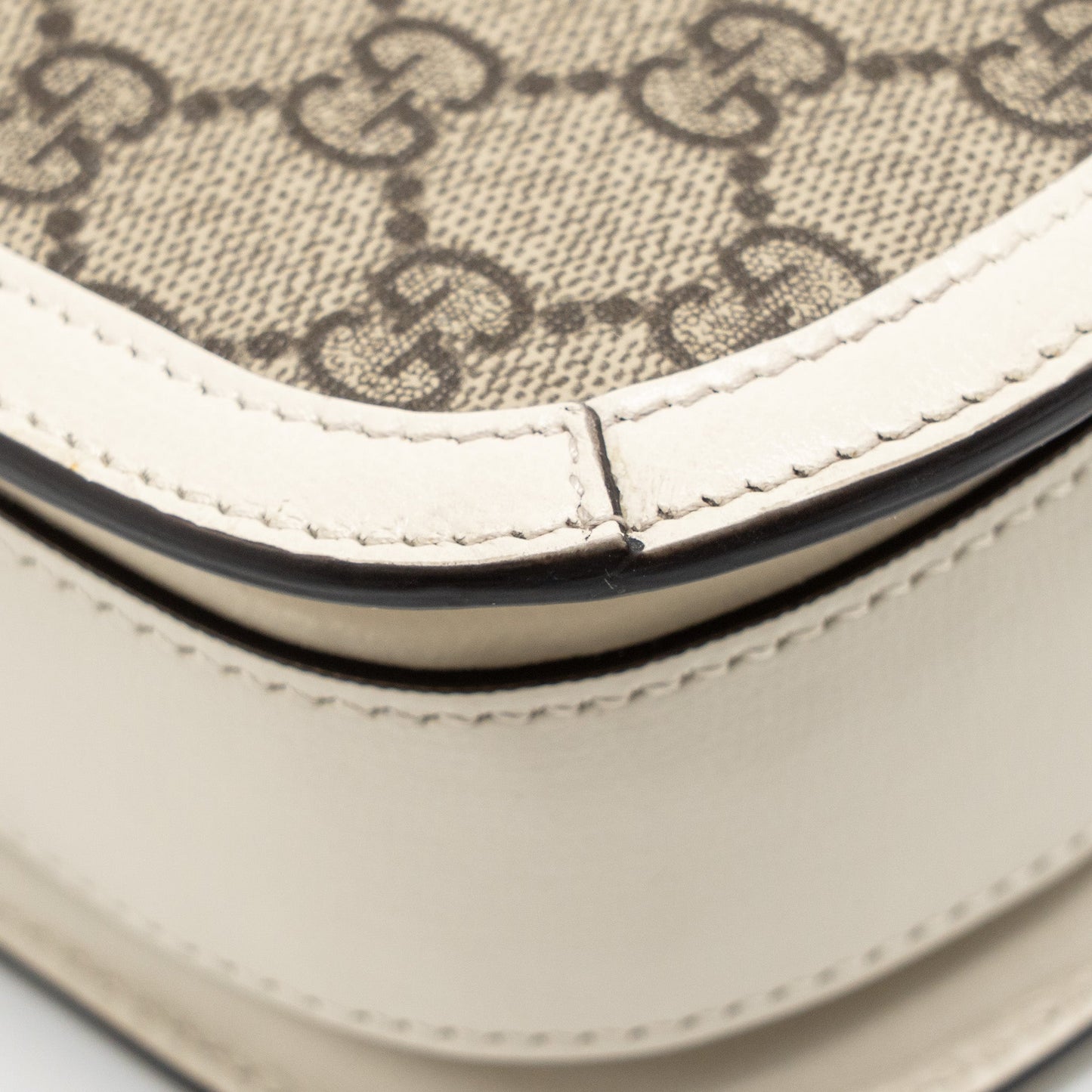 GUCCI Horsebit 1955 Shoulder Bag GG Supreme Canvas/Leather Beige/White GHW