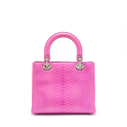 Dior Medium Lady Dior Python Pink SHW