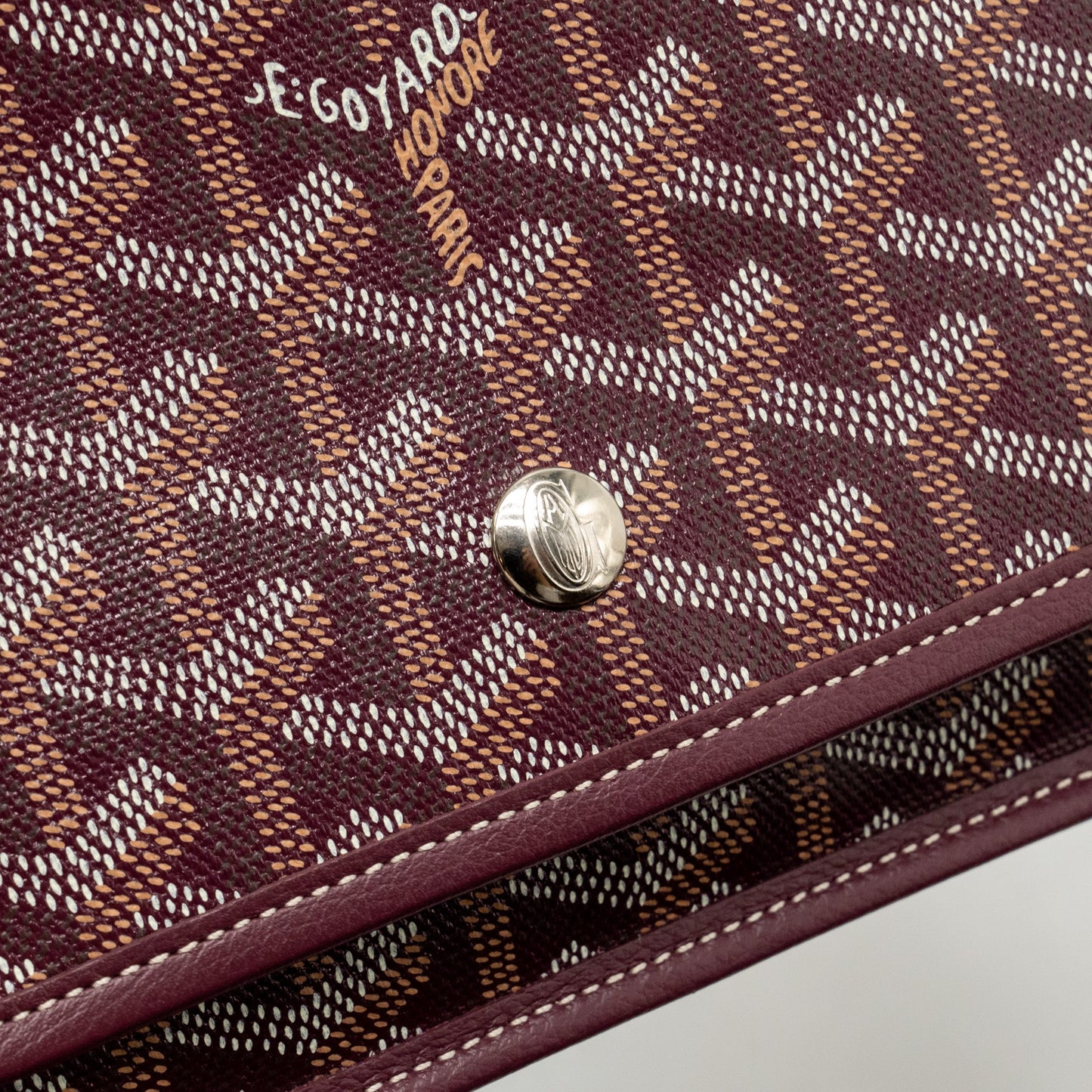 Goyard Plumet Wallet Clutch Goyardine Canvas/Leather Burgundy SHW