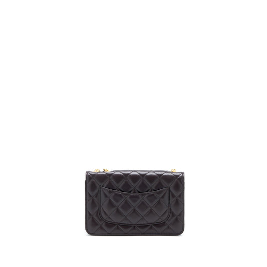 Chanel Gold Pillar Wallet On Chain Lambskin Dark Brown Brushed GHW(Microchip)